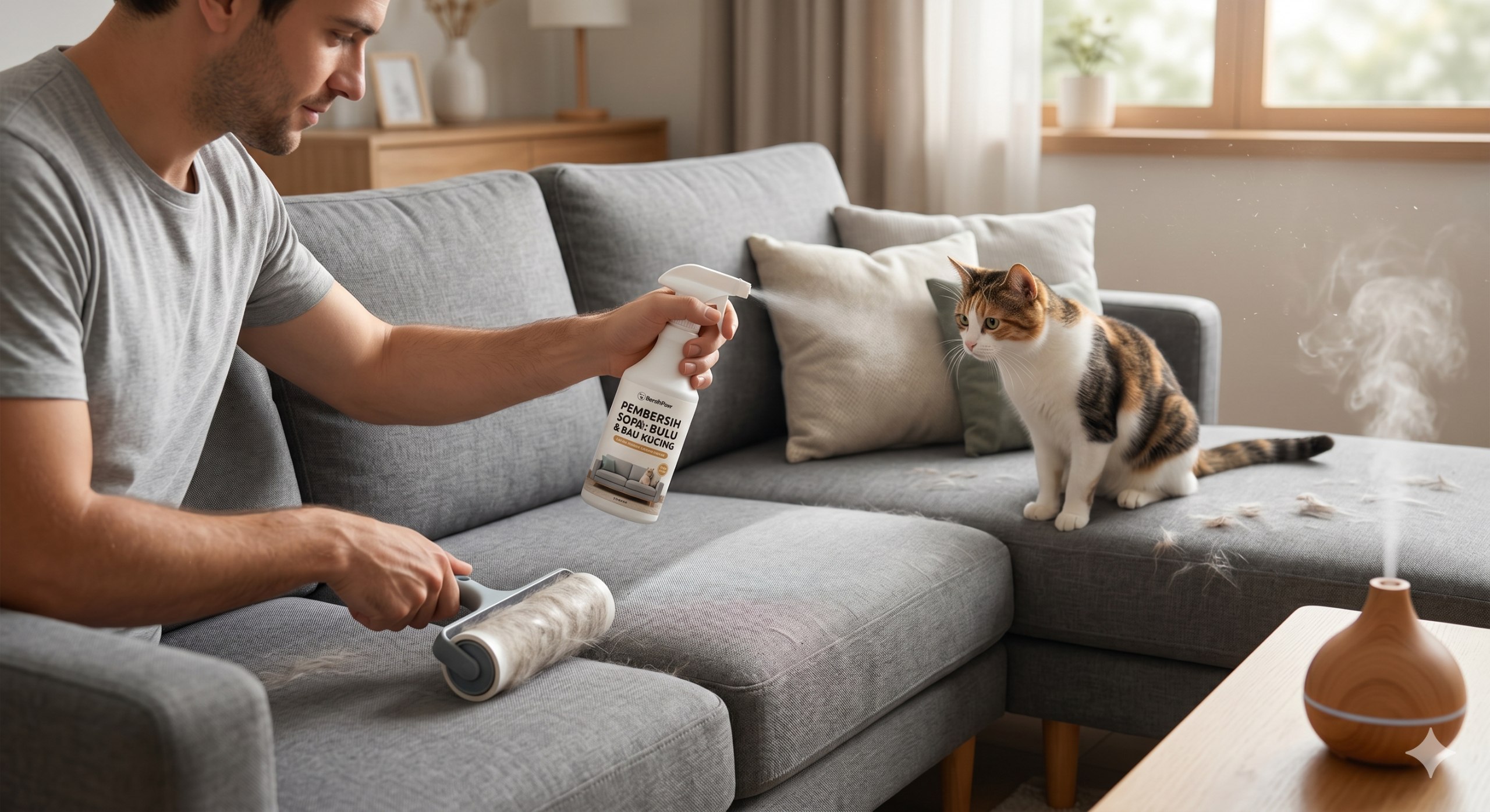 Pembersih Sofa dari Bulu dan Bau Kucing