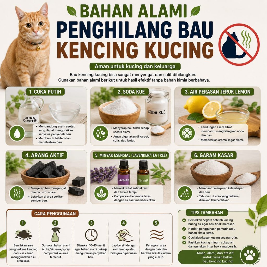 Bahan alami penghilang bau kencing kucing