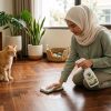 cara-membersihkan-kotoran-kucing-lantai-kayu