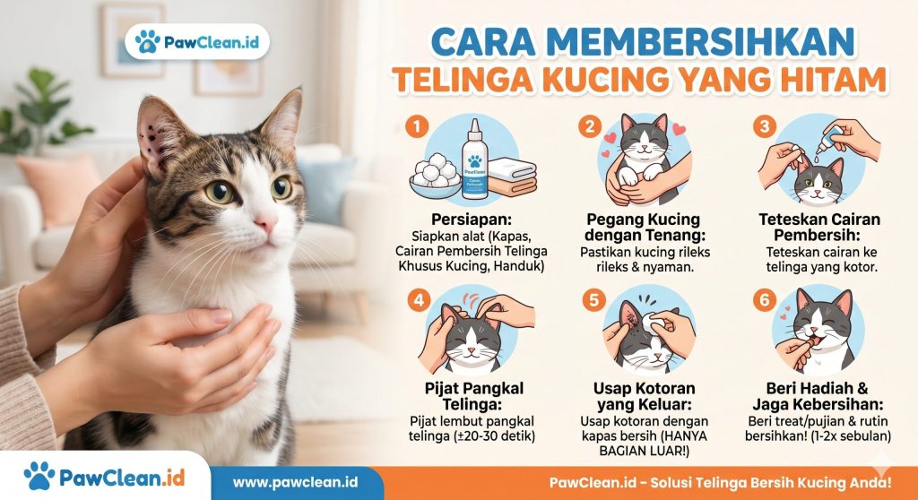 Cara membersihkan telinga kucing yang hitam