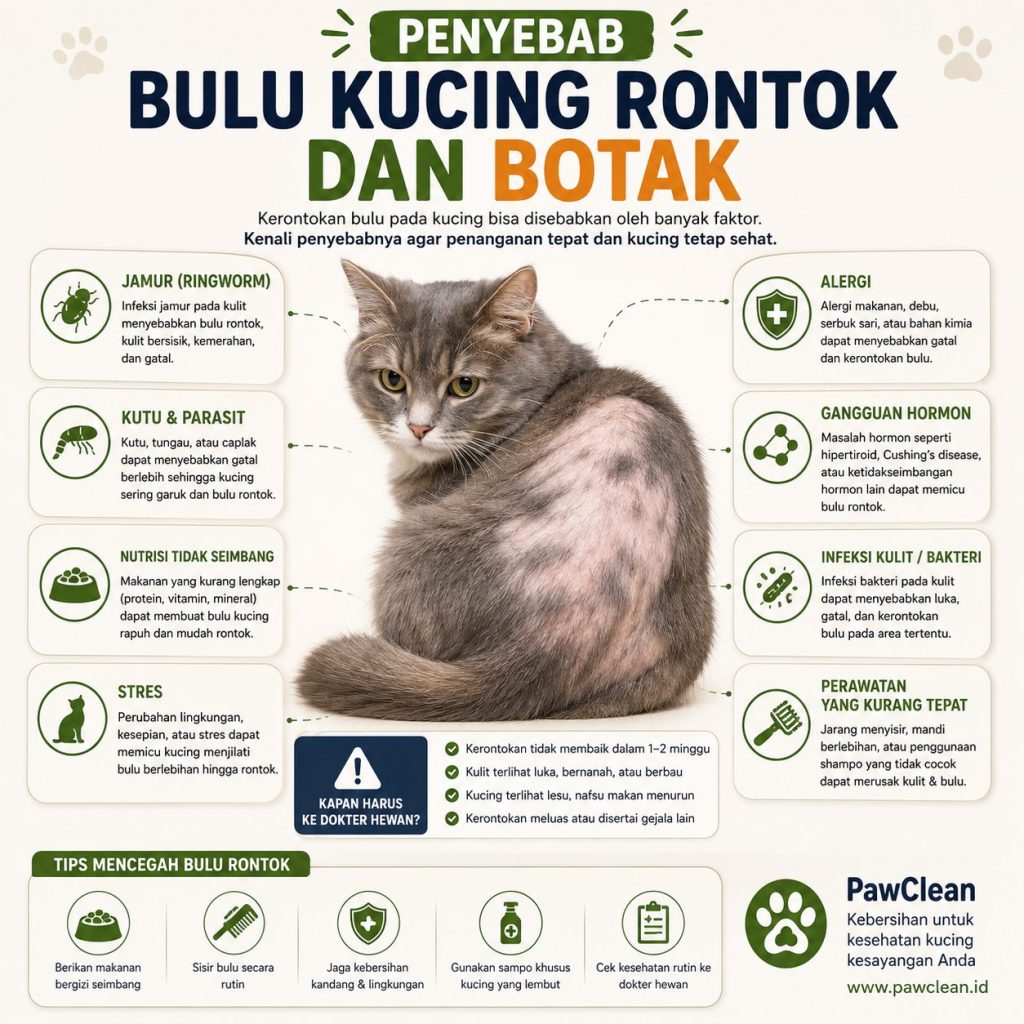 Penyebab bulu kucing rontok dan botak